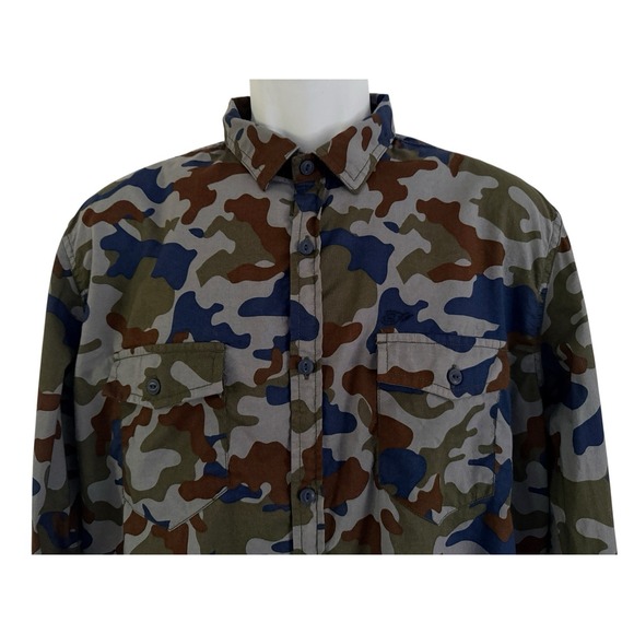 Ed Hardy Archive‎ Y2K Camo Button Up Shirt Mens L Slim Fit Tattoo Streetwear